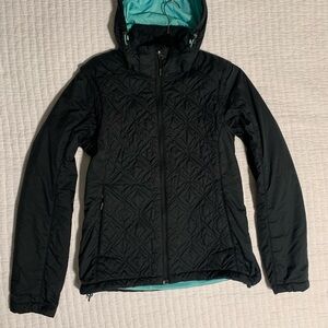 REI Women's M Black Quilted Jacket w/ removable hood and sleeves